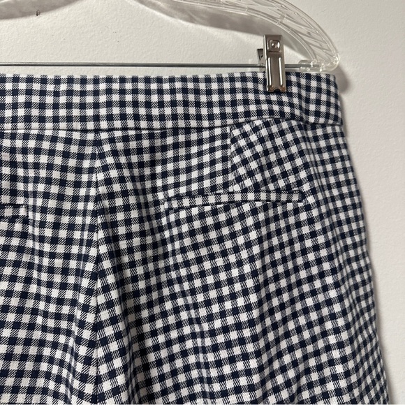 J. Crew Hayden Kickout Crop Gingham Linen Pants Navy Blue White Women’s Size 12 - Picture 11 of 16